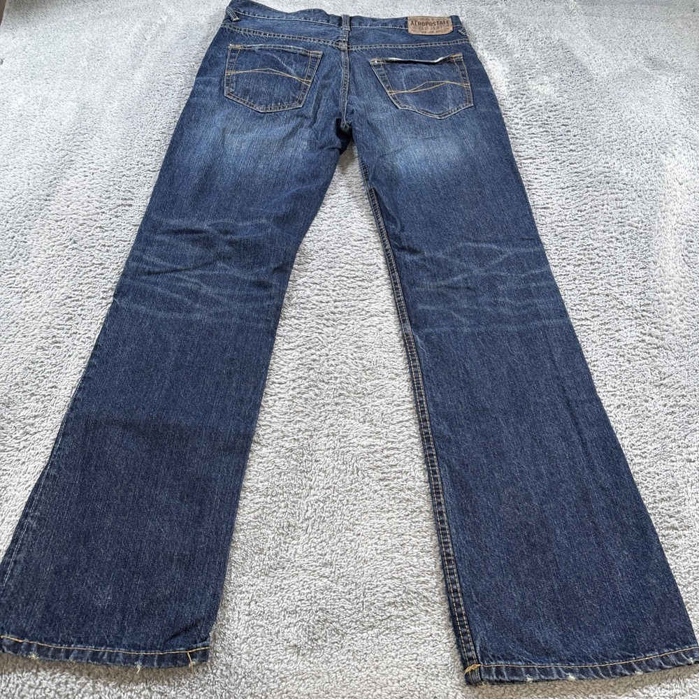 Aeropostale Driggs Slim Bootcut Jeans Mens Sz 31x32 Distressed Blue Denim Cotton - Picture 13 of 14